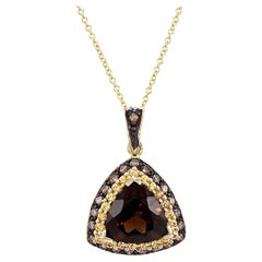 LeVian Collier pendentif en or jaune 14 carats et quartz brun fumé, 3 1/2 carats
