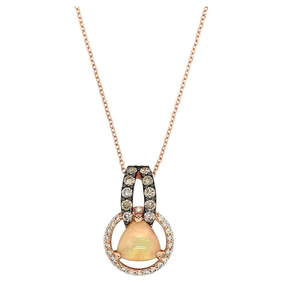 Le Vian Pendant Opal Chocolate Diamonds Vanilla Diamonds 14K Strawberry Gold For Sale