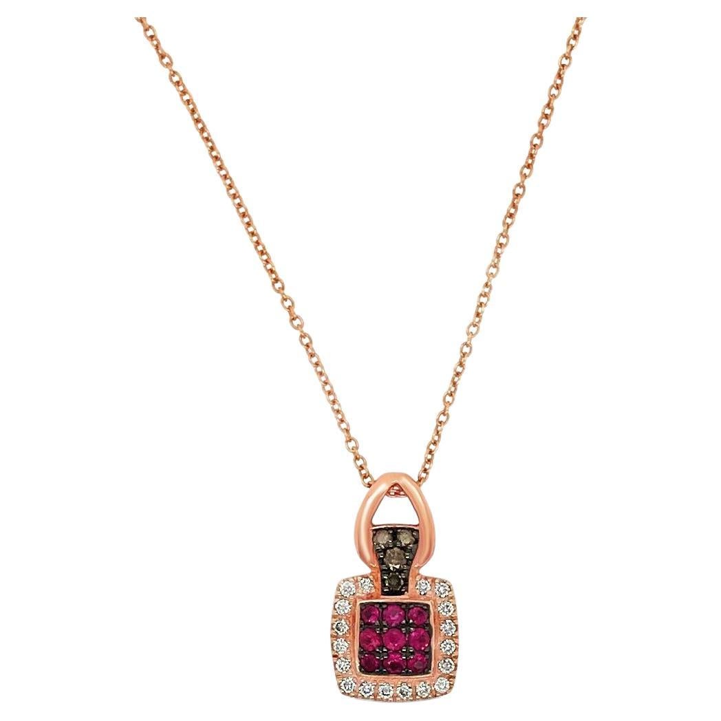 LeVian Pendant Ruby Chocolate Diamonds Vanilla Diamonds 14K Rose Gold