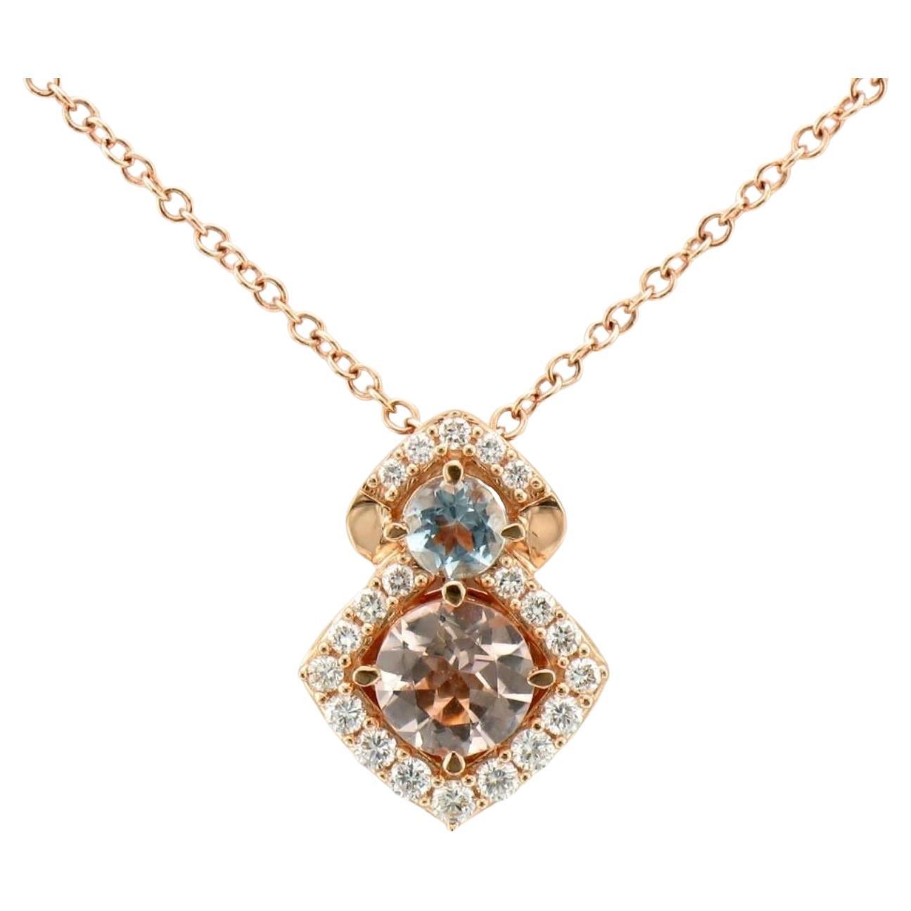 Le Vian Pendentif en or rose 14 carats avec morganite rose et diamants