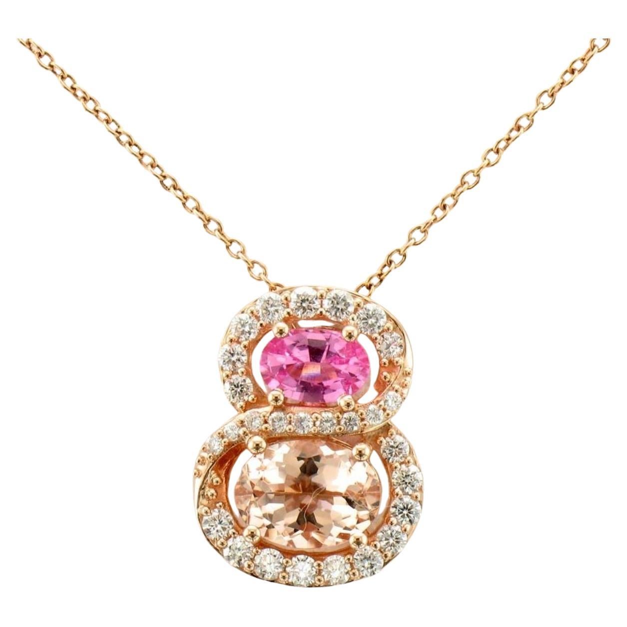 Levian Pink Morganite And Diamond Pendant In 14K Rose Gold