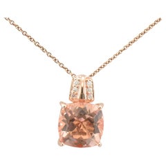 Levian Pink Morganite and Diamond Pendant in 14K Rose Gold