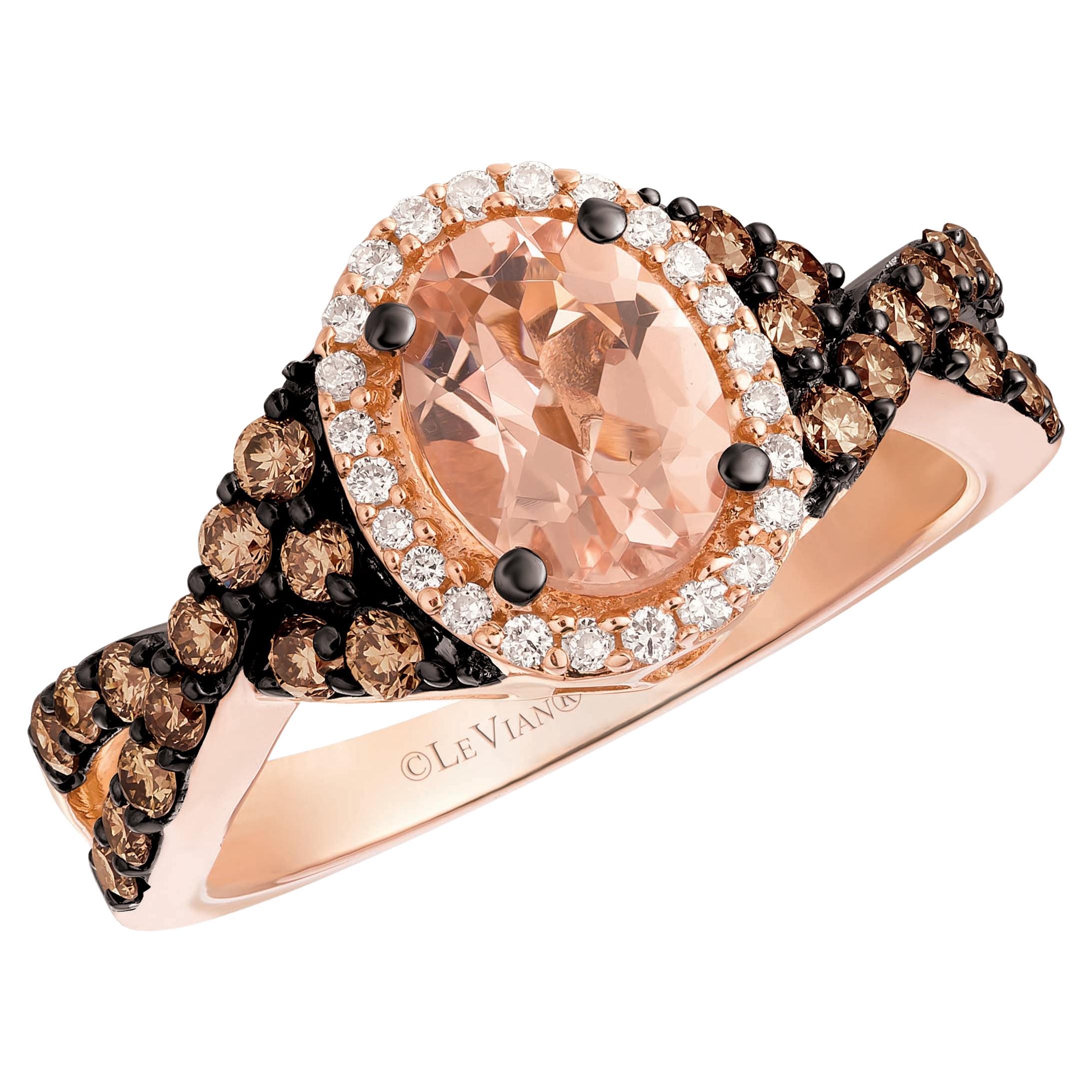 Le Vian Pink Morganite and Diamond Ring in 14K Rose Gold For Sale