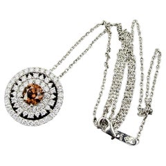 Levian Platin Schokolade Diamant Zentrum weißer Diamant Halo Anhänger 8,4g 18"