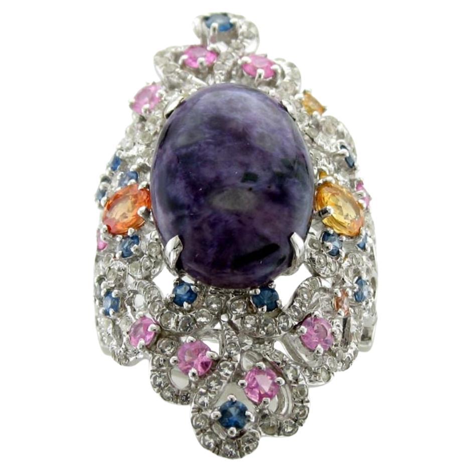Le Vian Purple Charoite and Topaz Ring in Sterling Silver