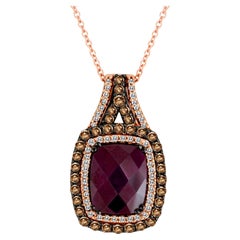 Levian Red Rhodolite And Diamond Pendant In 14K Rose Gold