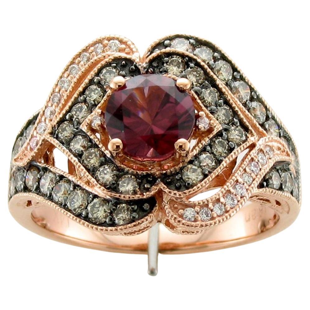 Le Vian Red Rhodolite and Diamond Ring in 14K Rose Gold For Sale