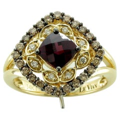 Levian Red Rhodolite and Diamond Ring in 14K Yellow Gold