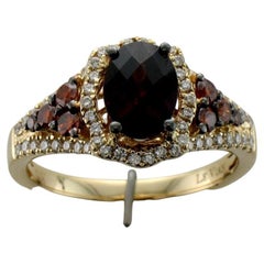 Levian Red Rhodolite And Diamond Ring In 14K Yellow Gold Size 7