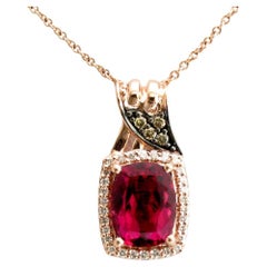 Levian Red Rubellite And Diamond Pendant In 14K Rose Gold