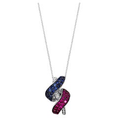 Levian Red Ruby and Diamond Pendant in 14k White Gold
