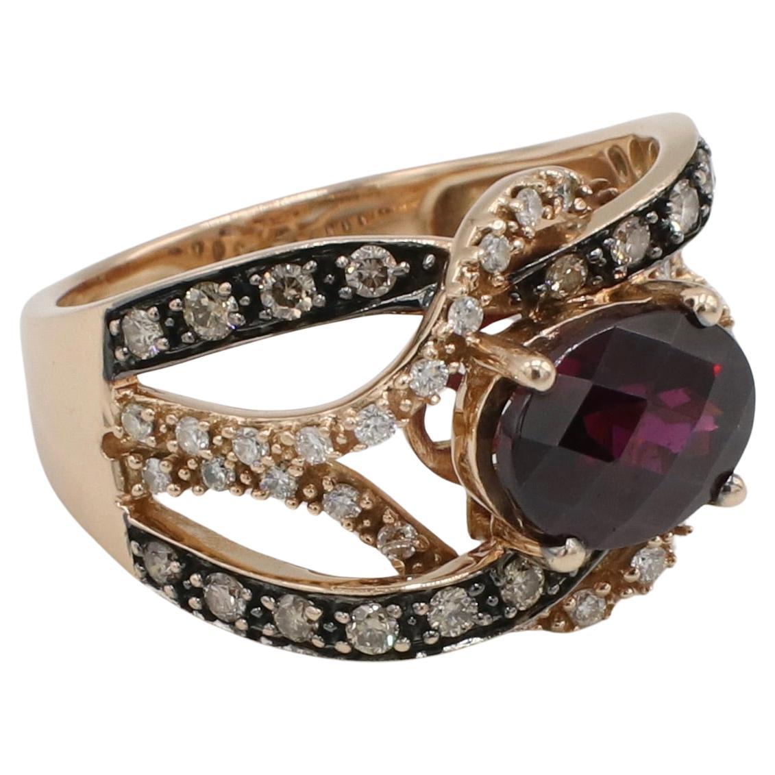 Modern LeVian Rhodolite Garnet and Natural Diamond Wrap Cocktail Band Ring  For Sale