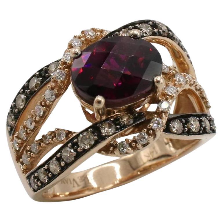 LeVian Rhodolite Garnet and Natural Diamond Wrap Cocktail Band Ring  For Sale