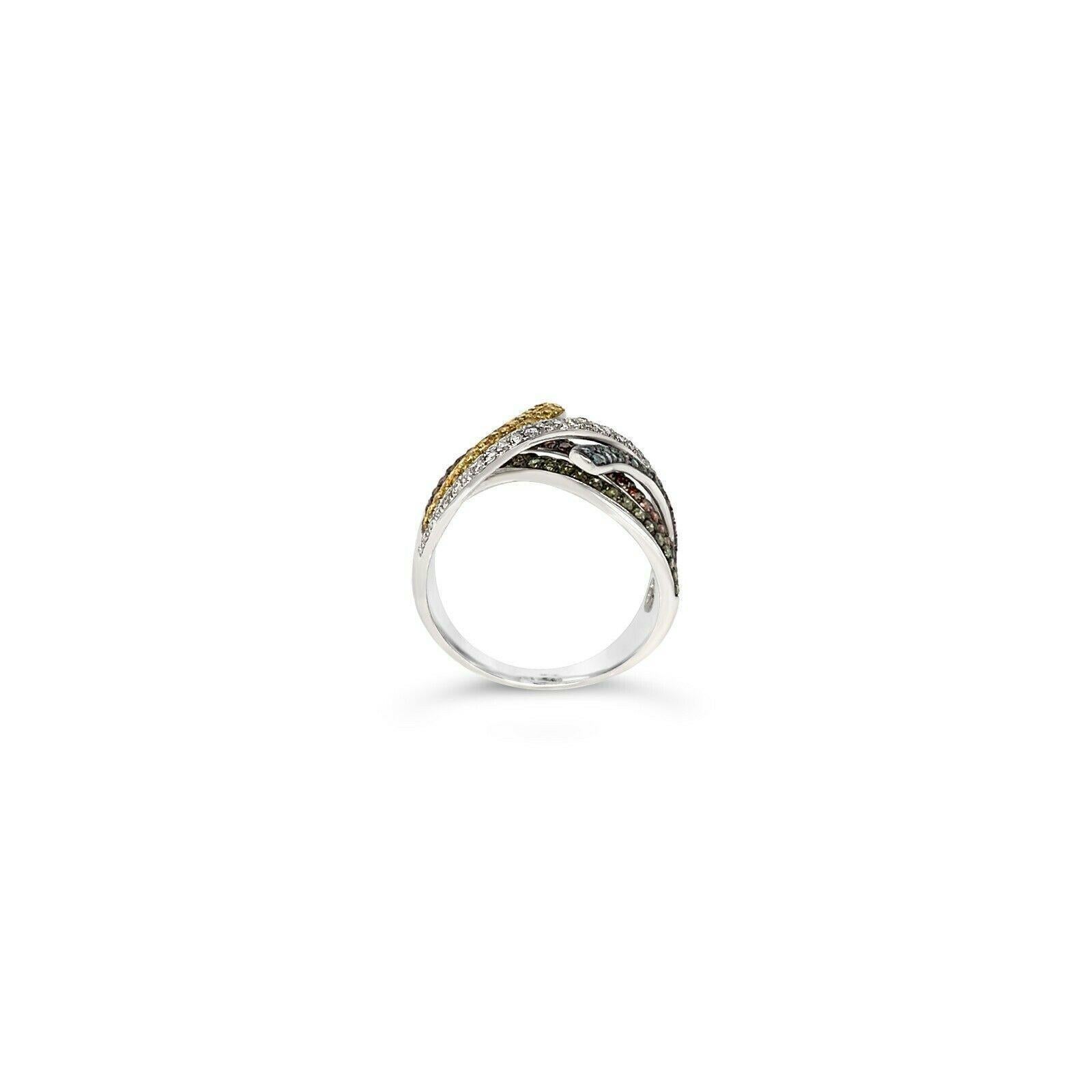 LeVian Ring 1 1/8 Karat rote, blaue und weiße natürliche Diamanten in 14 Karat Weißgold gefasst im Zustand „Neu“ im Angebot in Great Neck, NY