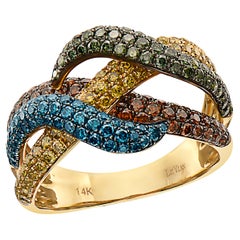 Levian Ring 1 7 8 Karat rote, gelbe, blaue und grüne natürliche Diamanten in 14K Gelbgold