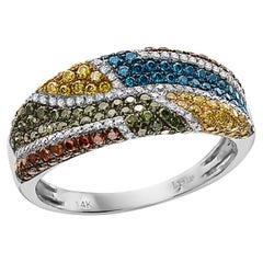 Levian Ring 1 Cts Blue Red and White H Si1 Natural Diamonds in 14K White Gold