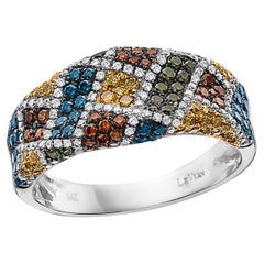 Ring von Le Vian mit 1 Karat blauen, gelben und weißen natürlichen Diamanten, gefasst in 14K Weißgold