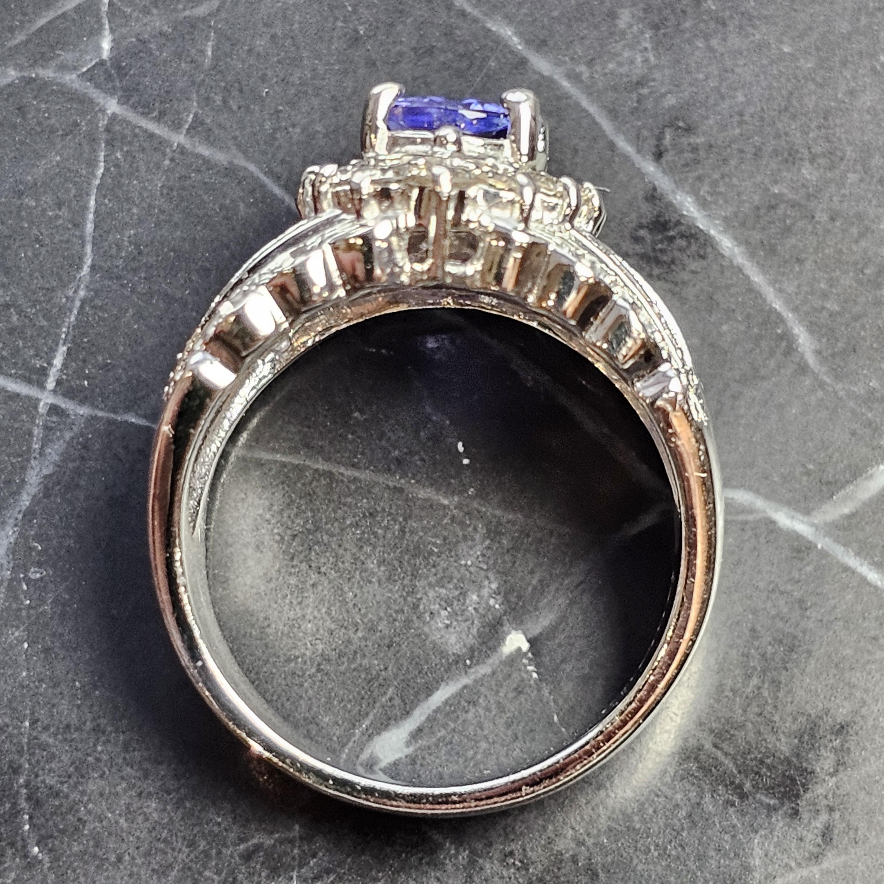 Levian Ring 18k White Gold Oval Tanzanite Chocolate Diamonds Wide Band size 7.25 For Sale 1