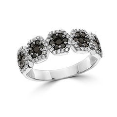 Levian Ring 3 4 Cts Black and White i S12 Natural Diamonds Set in 14K White Gold
