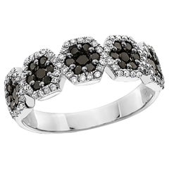 Levian Ring 3 4 Cts Black and White I S12 Natural Diamonds Set in 14K White Gold