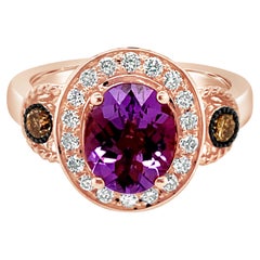 LeVian Ring Amethyst Chocolate Diamonds Nude Diamonds 14K Rose Gold