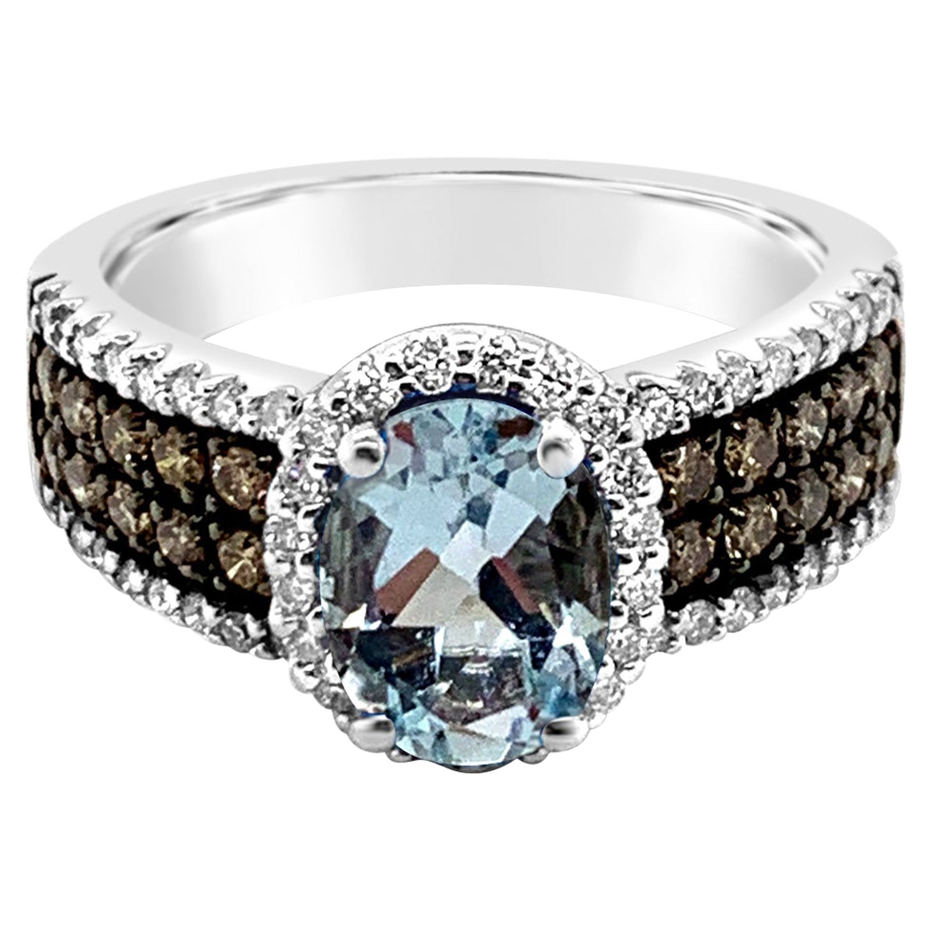 Bague LeVian aigue-marine chocolat diamants Vanilla diamants or Vanilla 14 carats