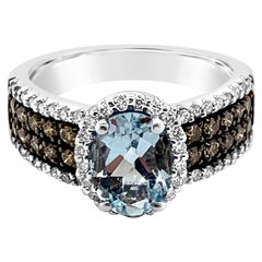 Bague LeVian aigue-marine chocolat diamants Vanilla diamants or Vanilla 14 carats