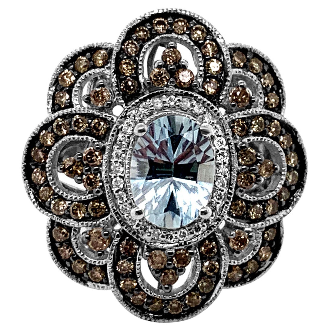 Bague LeVian aigue-marine chocolat diamants Vanilla diamants or Vanilla 14 carats