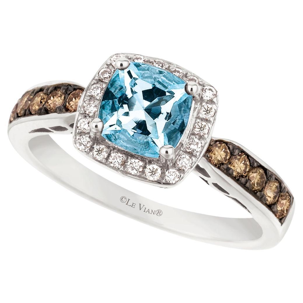 Levian Ring Aquamarine Chocolate White Diamond In 14K White Gold For