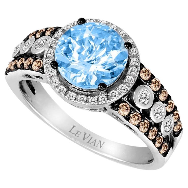 LeVian Aquamarine Diamond White Gold Ring at 1stDibs levian