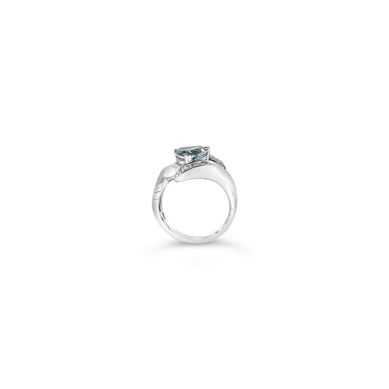 LeVian® Ring Aquamarine White Diamonds 14K Vanilla Gold®
