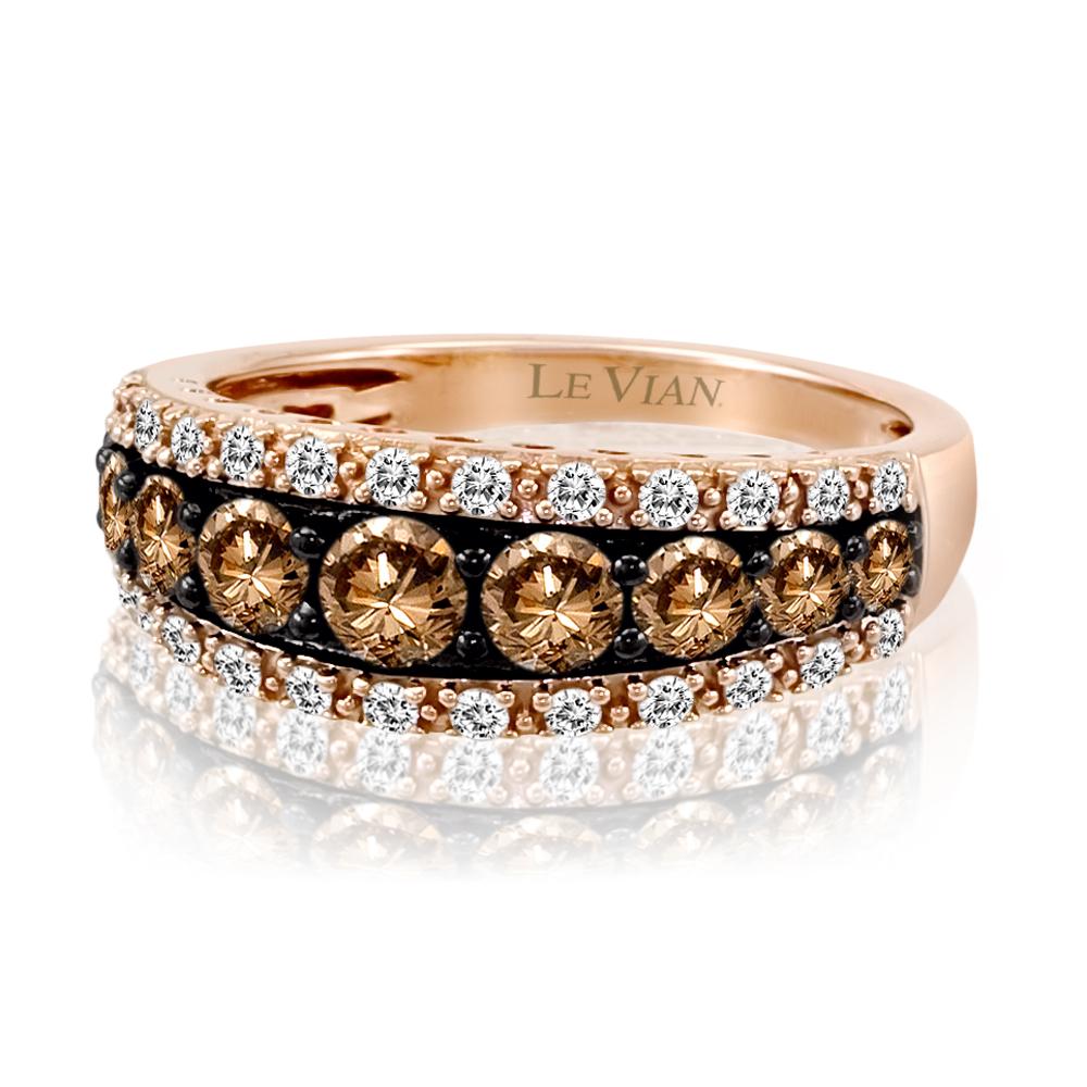 Levian Ring Band Chocolate White Diamond in 14K Rose Gold 1 1 4Cts For