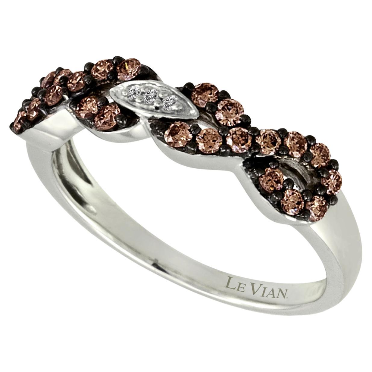 Levian Ring Band Chocolate White Diamond in 14K White Gold 3 8Cts For Sale