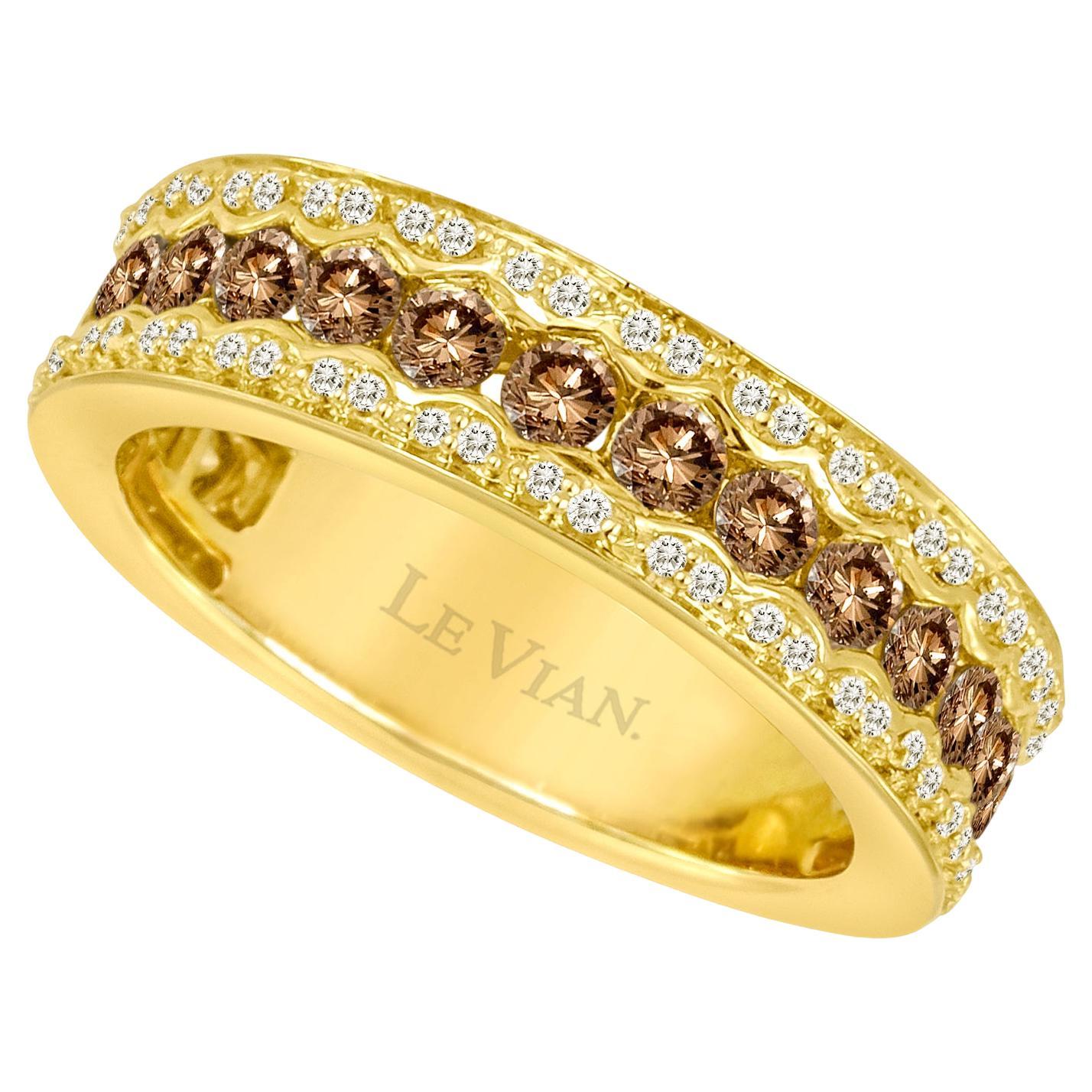 Levian Ring Band Chocolate White Diamond in 14K Yellow Gold 1 1 8Cts For  Sale at 1stDibs
