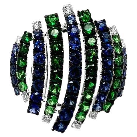 Le Vian Ring Blueberry Sapphire Green Garnet Vanilla Diamonds 18K White Gold For Sale