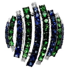 18 Karat Weißgold Ring von Le Vian mit Blaubeer Saphir, grünem Granat und Vanille Diamanten