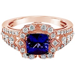 LeVian Ring Blueberry Tanzanite Vanilla Diamonds 18 Karat Strawberry Gold