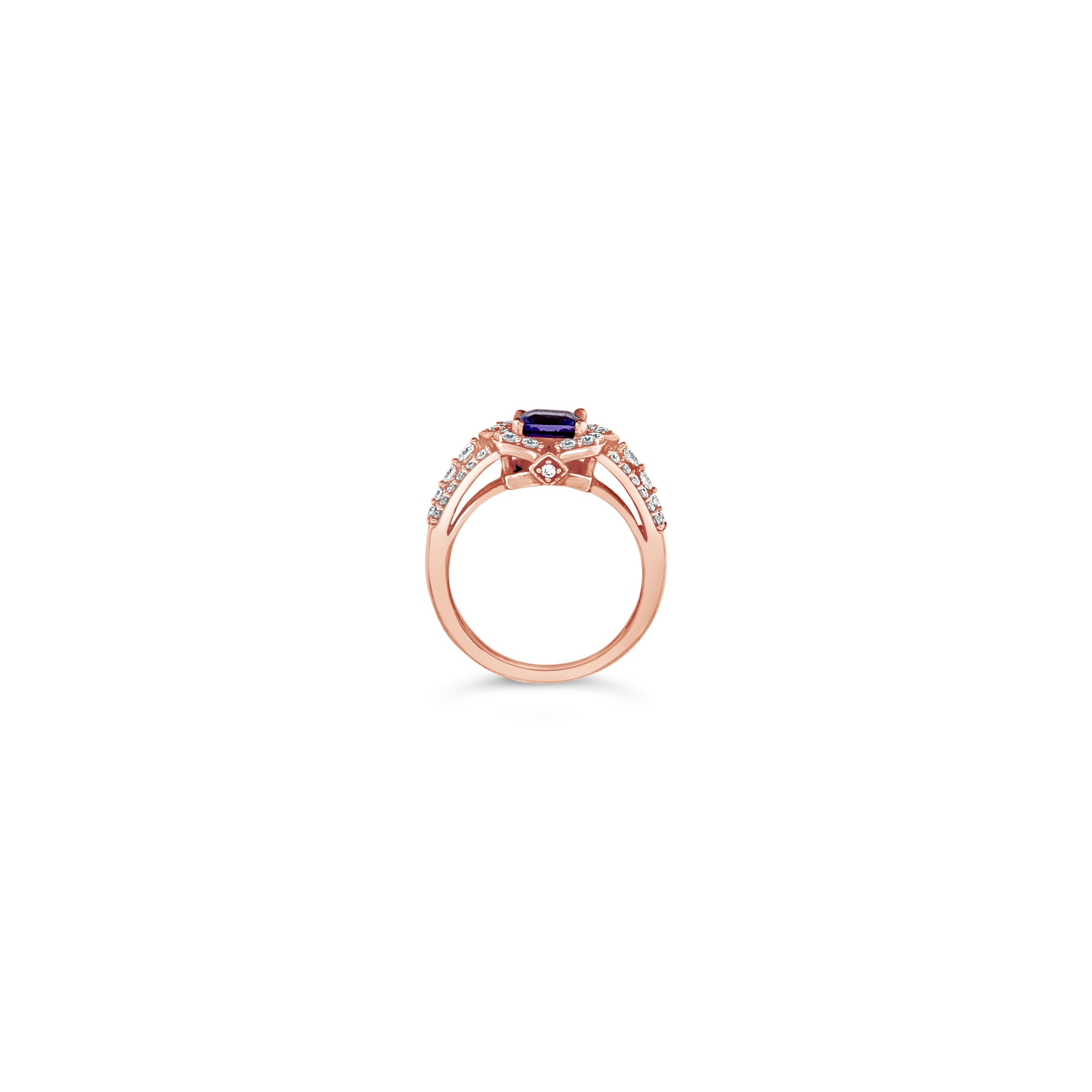 Le Vian® Ring featuring 0.90 cts. Blueberry Tanzanite®, 0.53 cts. Vanilla Diamonds® set in 18K Strawberry Gold®

Diamonds Breakdown:
.53 cts White Diamonds

Gems Breakdown:
.90 cts Tanzanite

Ring may or may not be sizable. Please feel free to reach