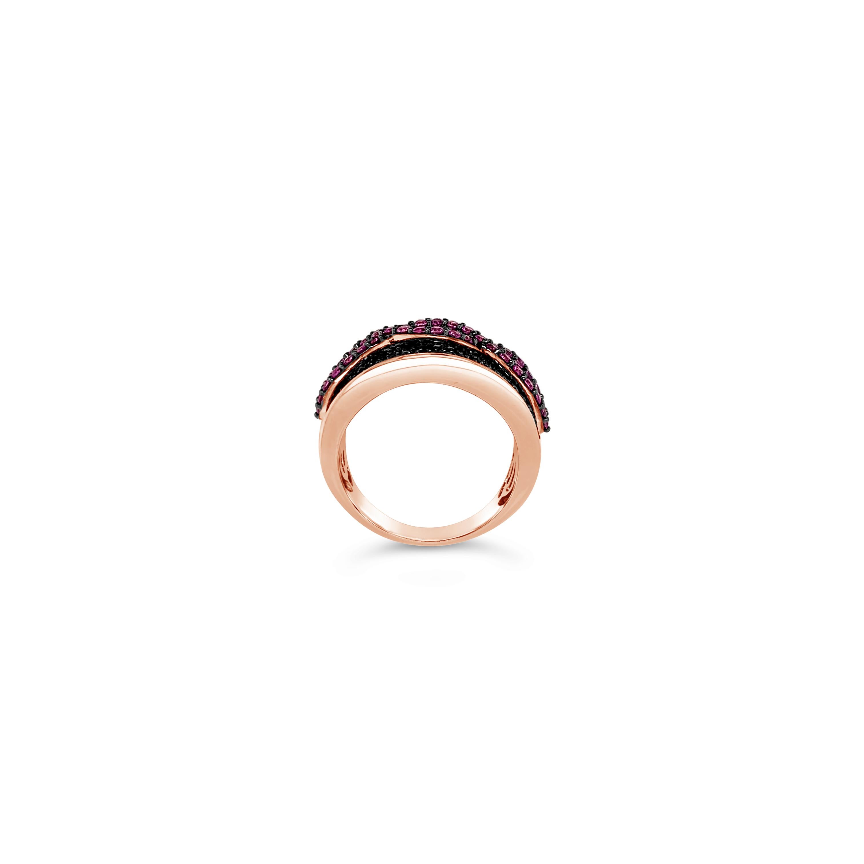 Le Vian® Ring featuring 0.77 cts. Bubble Gum Pink Sapphire, 0.96 cts. Blackberry Diamonds® set in 14K Strawberry Gold®

Diamonds Breakdown:
.96 cts Black Diamonds

Gems Breakdown:
.77 cts Pink Sapphire

Ring Size 7. Ring may or may not be sizable.