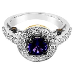 LeVian Ring Fancy Sapphire White Diamond Chocolate Diamonds 14K Two Tone Gold