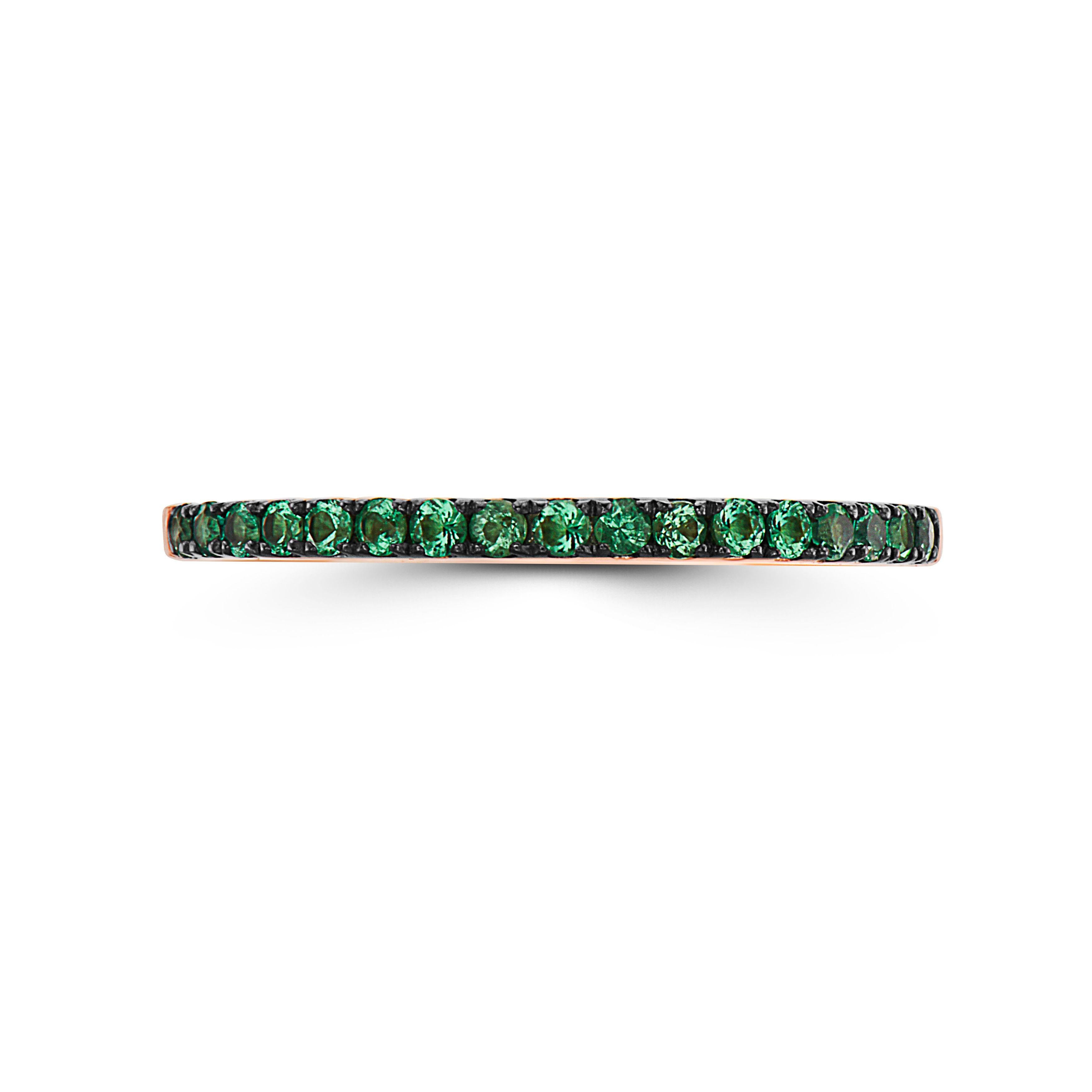 LeVian Ring featuring 1/5 cts Natural Emeralds Band set in 14K Rose Gold