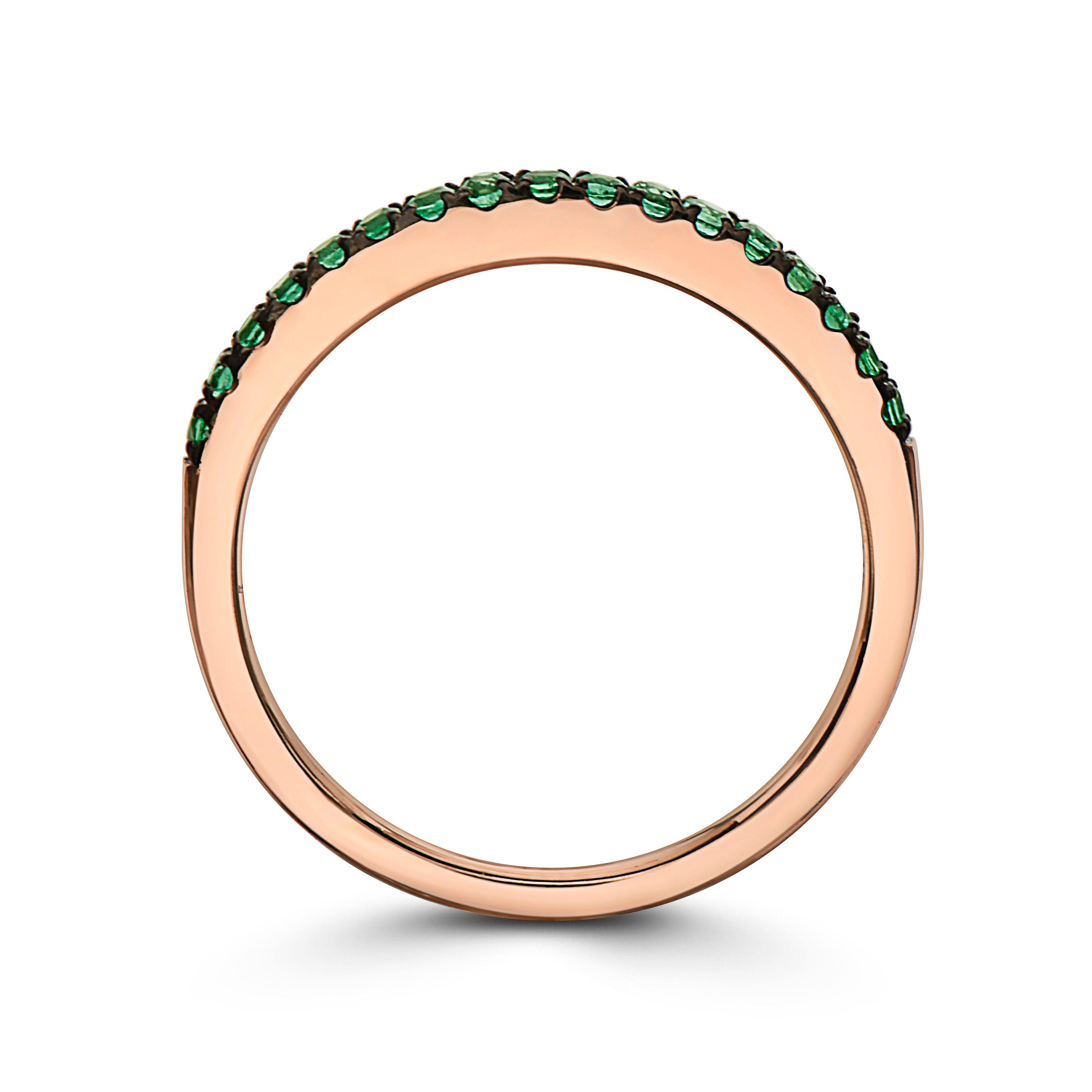 Women's or Men's Levian Ring Featuring 1/5 Cts Natural Emeralds Band Set in 14k Rose Gold