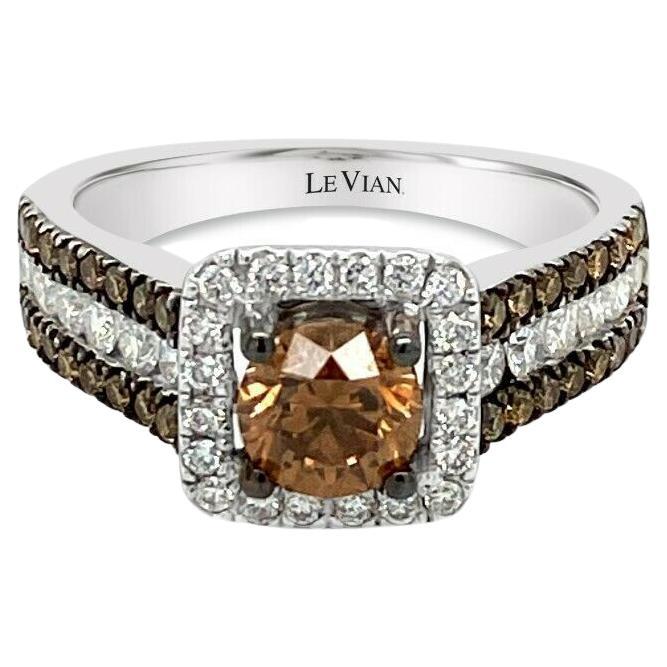LeVian Ring mit schokoladenfarbenen Diamanten und vanillefarbenen Diamanten, gefasst in 14 Karat Weißgold