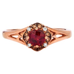 LeVian Ring Featuring Red Garnet Chocolate Diamonds Set in 14K Rose Gold
