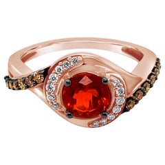 14 Karat Roségold Ring Feueropal Vanille Diamanten Schokolade Diamanten von Vian