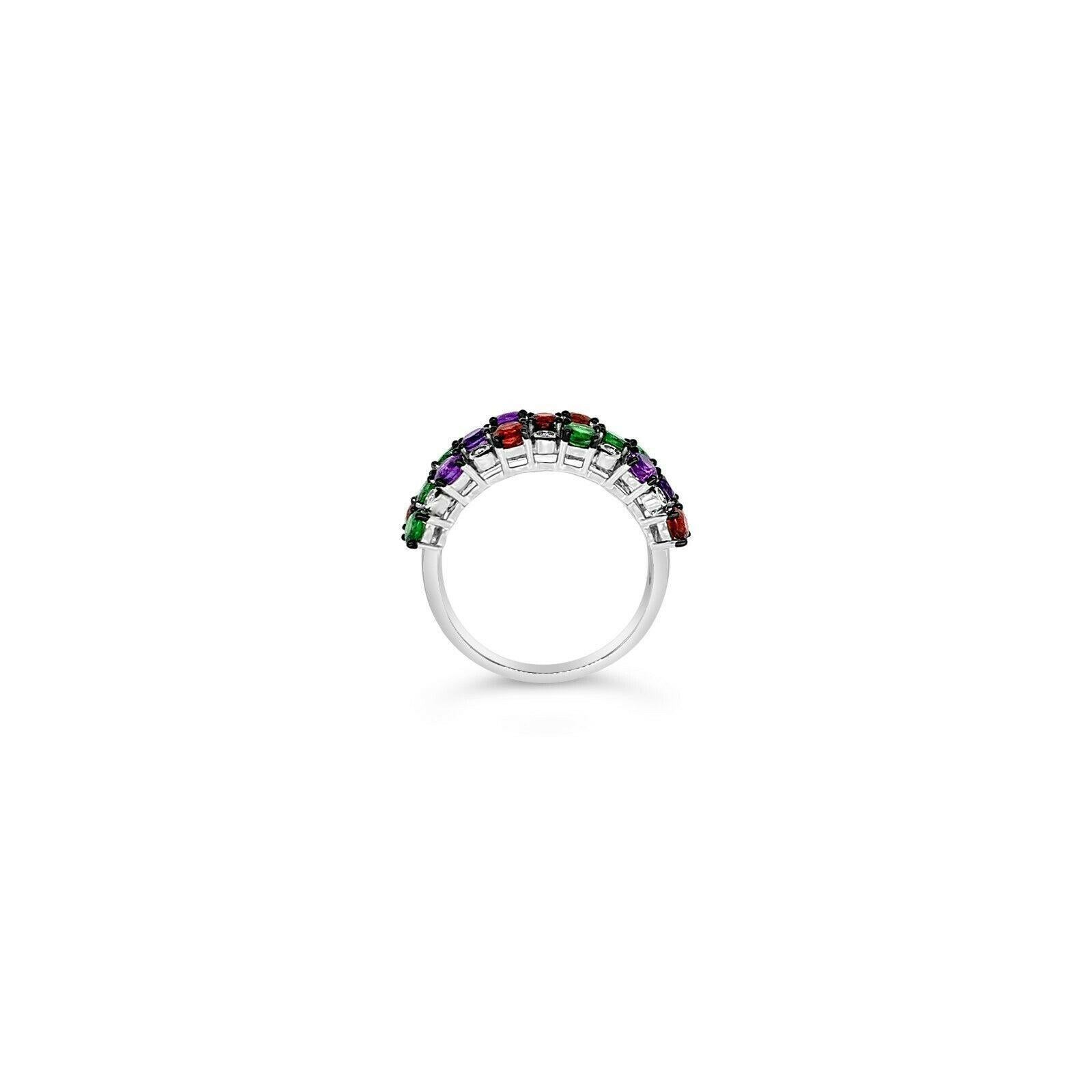 LeVian® Ring Garnet Amethyst Vanilla Diamonds® 14K Vanilla Gold®