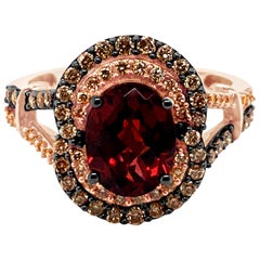 LeVian Ring Garnet Chocolate Diamonds Vanilla Diamonds 14 Karat Strawberry Gold