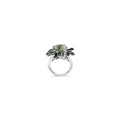 LeVian Ring Mint Quartz Chocolate Quartz Forest Green Tsavorite 14K White Gold