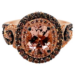 LeVian Ring Morganite Chocolate Diamonds Vanilla Diamonds 14 Karat Gold