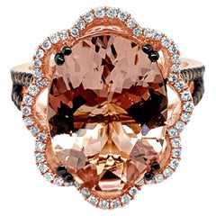 Anillo LeVian Morganita Diamantes Vainilla Diamantes Chocolate Oro Fresa 14K